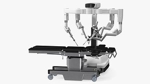 3D model Surgical Robotic System da Vinci SI Rigged with Operating Table for Maya