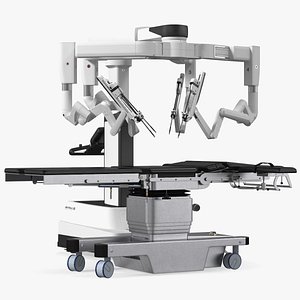 3D model Surgical Robotic System da Vinci SI Rigged with Operating Table for Maya