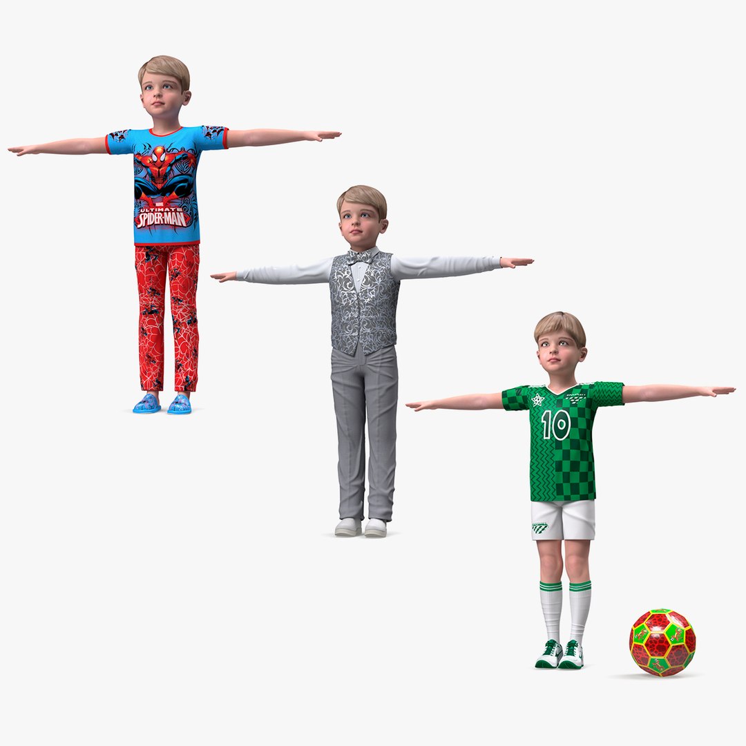Child Boys Rigged Collection 3D model preview
