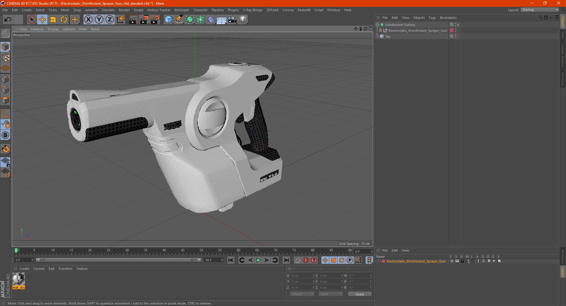 Electrostatic Disinfectant Sprayer Gun 3D model preview