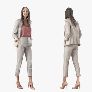 Happy business woman walking