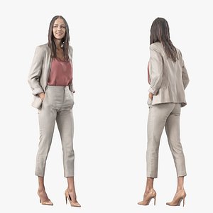 Happy business woman walking
