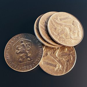 One Koruna coin model
