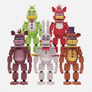 Animatronics character low poly fnaf