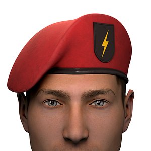Military Red Beret of Army Special Forces with patch emblem