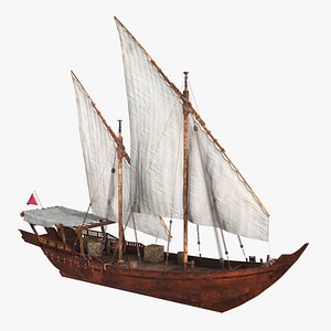 3D model Qatar Dhow Dual Mast Sailing Boat