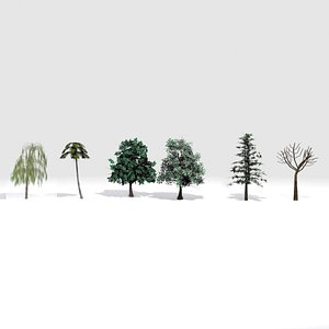 low poly realistic tree collection