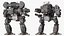 Shabby Big Walking Sci-Fi Black Robot mit Pilot
