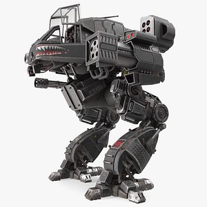 Shabby Big Walking Sci-Fi Black Robot with Pilot