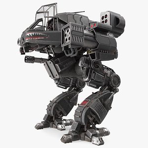 Shabby Big Walking Sci-Fi Black Robot with Pilot