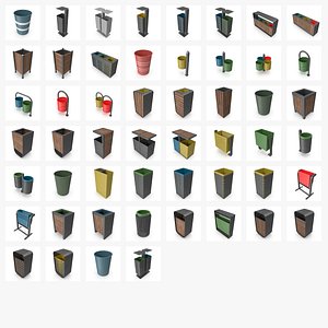 Outdoor Trash Bins &ndash; High Quality 3D Models (Bundle) 3D