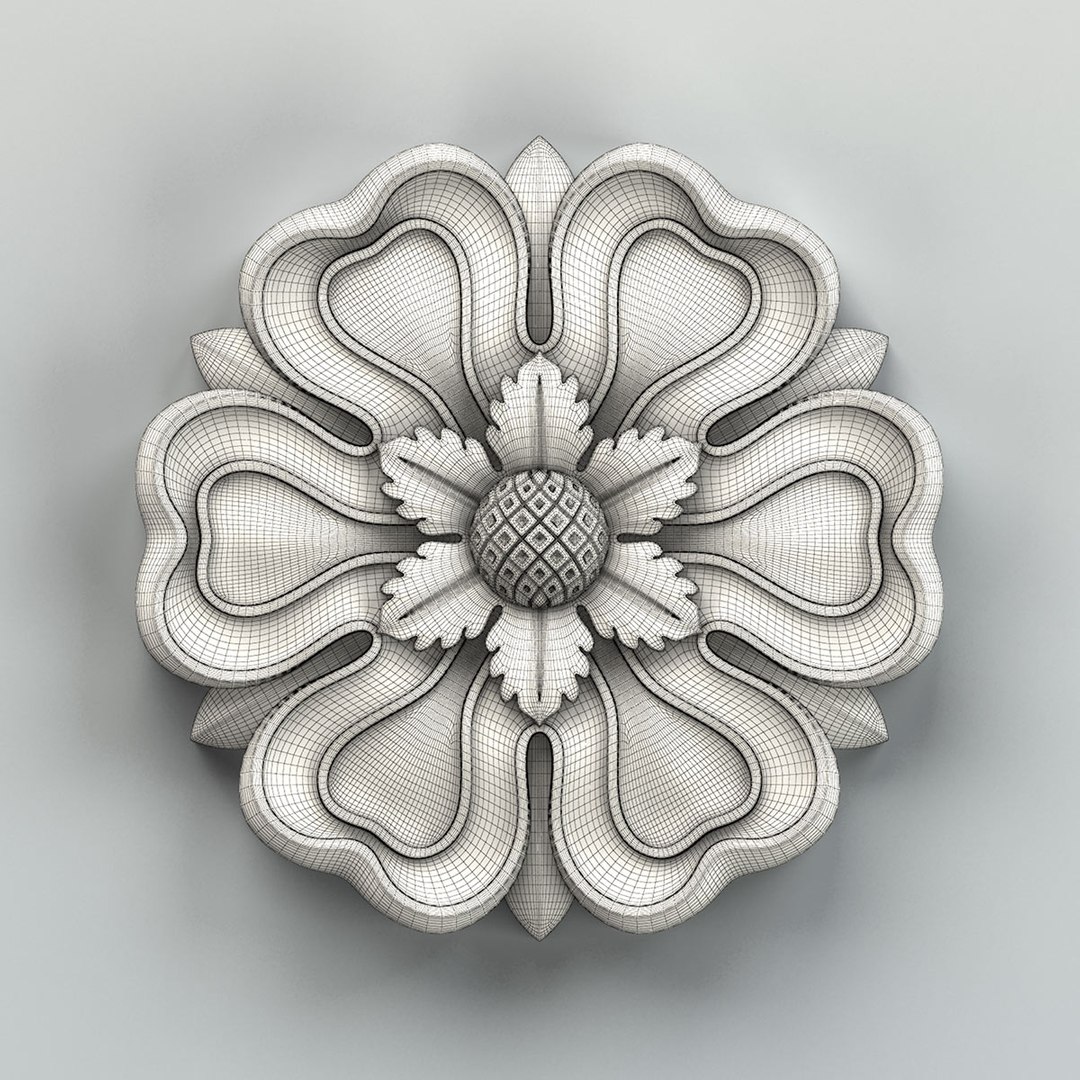 STL file Flower relief rosette and mold 3D print model 💐・Model