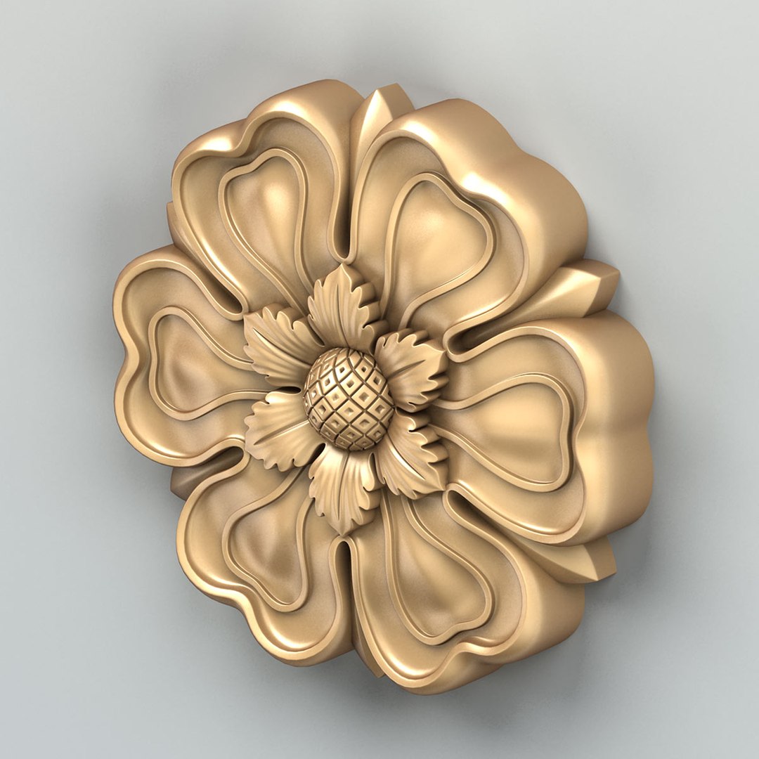 STL file Flower relief rosette and mold 3D print model 💐・Model