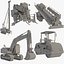 Heavy Construction Machinery 5 in 1 UVW  Only 1 3D model