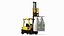 3D Industrial Forklift with Suspended Fertilizer Sacks Yellow