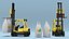3D Industrial Forklift with Suspended Fertilizer Sacks Yellow