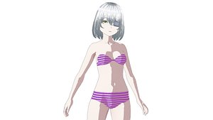 3D Eyepatch Anime Girl Base Model Fully Rigged
