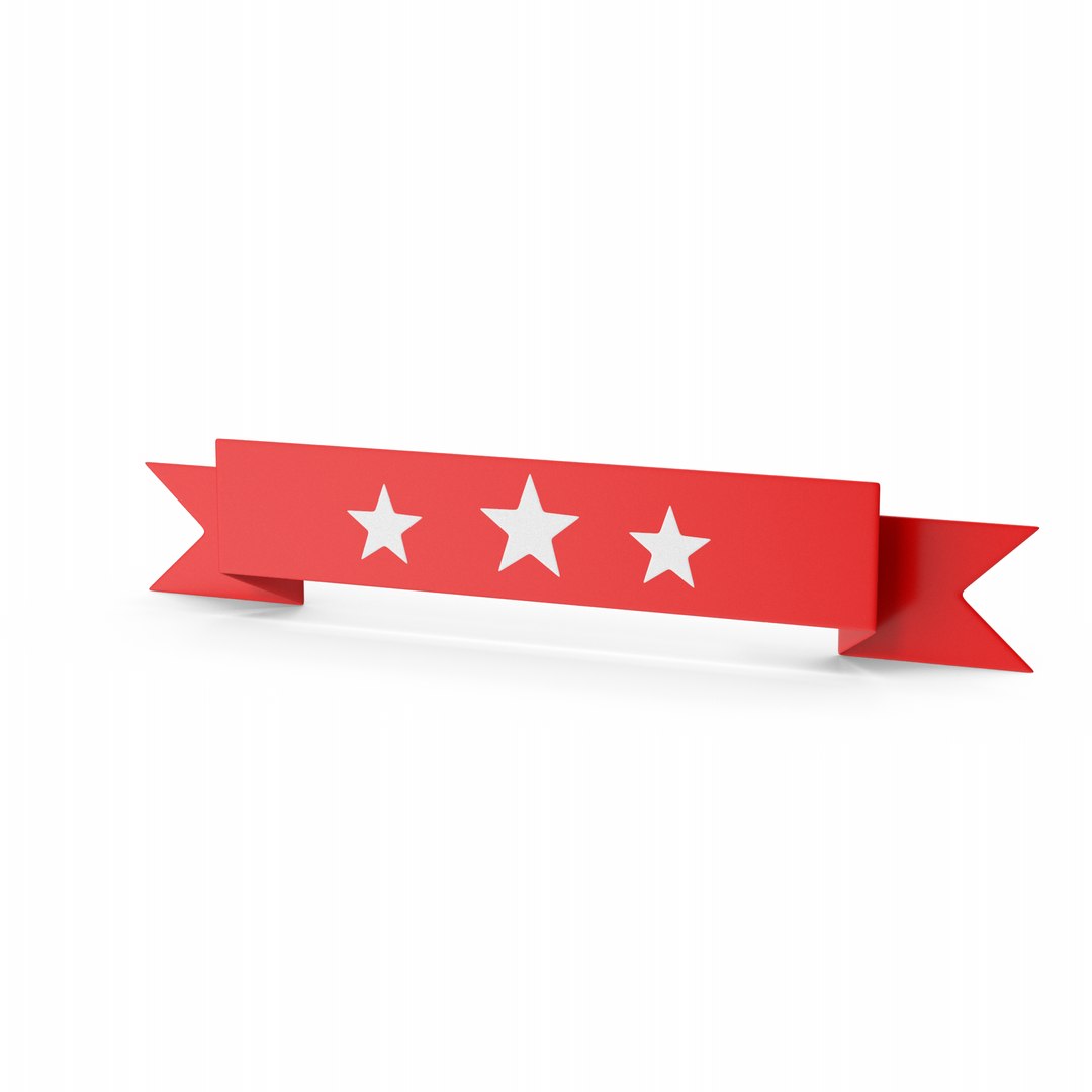 Ribbon Sign With Stars Model - TurboSquid 2036452