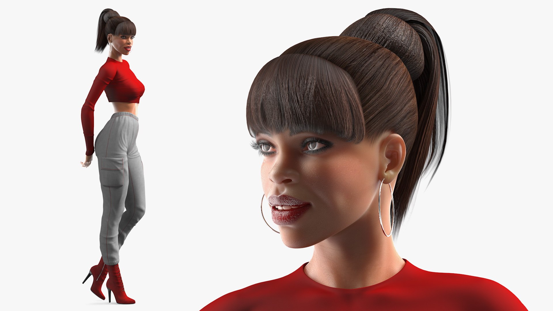 Light Skin City Style Woman Rigged for Cinema 4D 3D model preview
