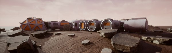 3D space mars colony car vehicle model