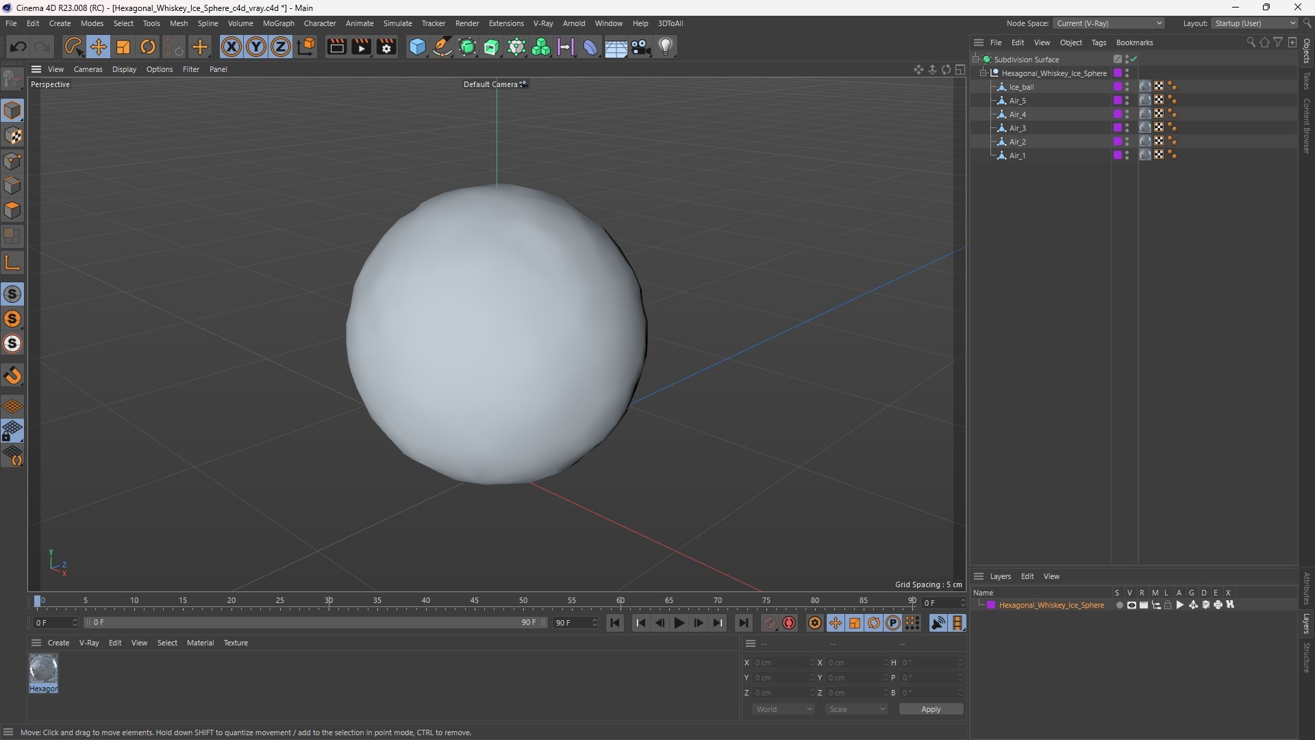3D Model Hexagonal Whiskey Ice Sphere - TurboSquid 2447889