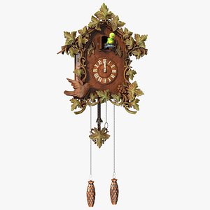 3D model Colored Wooden Cuckoo Clock Rigged