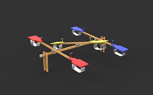 wooden Seesaw 3D model 3D model