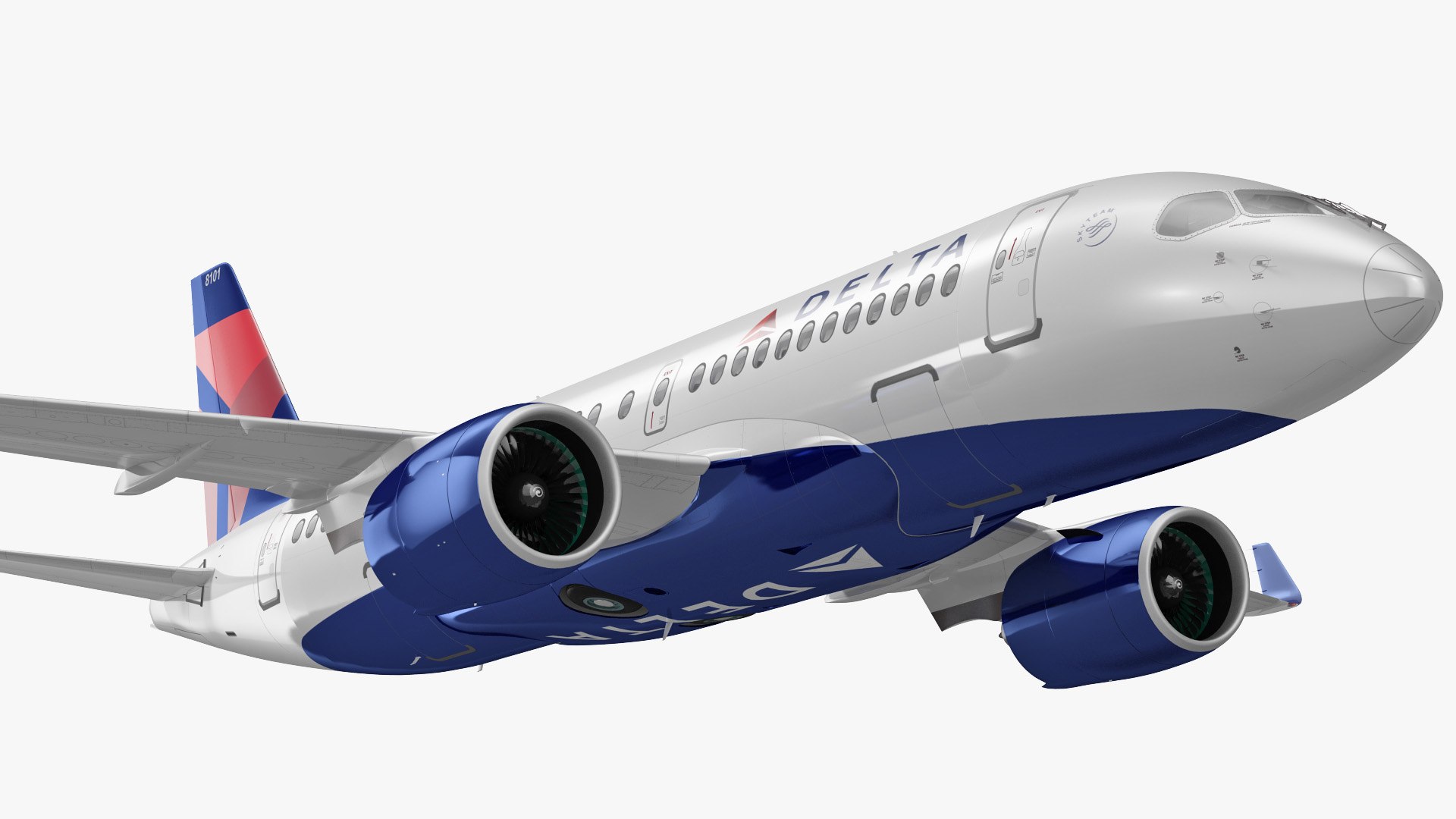 Airbus A220 100 Delta Detailed Interior Rigged 3D model preview