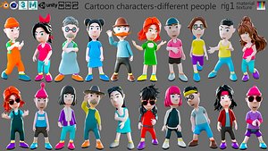 Cartoon characters-different people 3D model