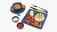 Breakfast with fried egg bacon and coffee 02