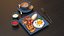 Breakfast with fried egg bacon and coffee 02