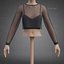 Mesh Fishnet Crop Top  Cami Singlet - Black  White 3D Shirt Model