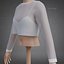 Mesh Fishnet Crop Top  Cami Singlet - Black  White 3D Shirt Model