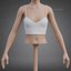 Mesh Fishnet Crop Top  Cami Singlet - Black  White 3D Shirt Model