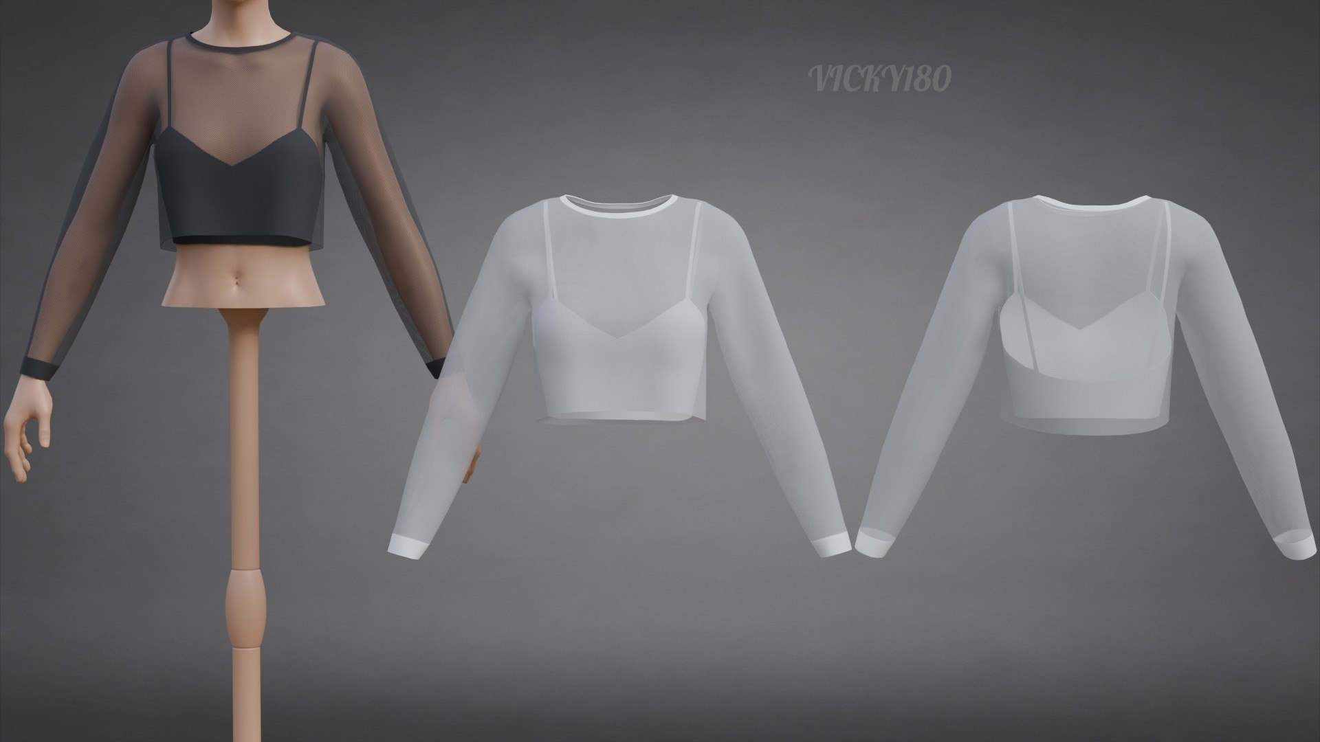 3D Mesh Fishnet Crop Top  Cami Singlet - Black  White 3D Shirt Model https://p.turbosquid.com/ts-thumb/04/T1ASU2/cc/thumbnail11/jpg/1792588836/1920x1080/fit_q87/dd747fa3ecdf289473283c50fb1c8803deccd0f7/thumbnail11.jpg