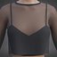 Mesh Fishnet Crop Top  Cami Singlet - Black  White 3D Shirt Model