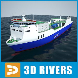 3d model ro-ro container ship cargo