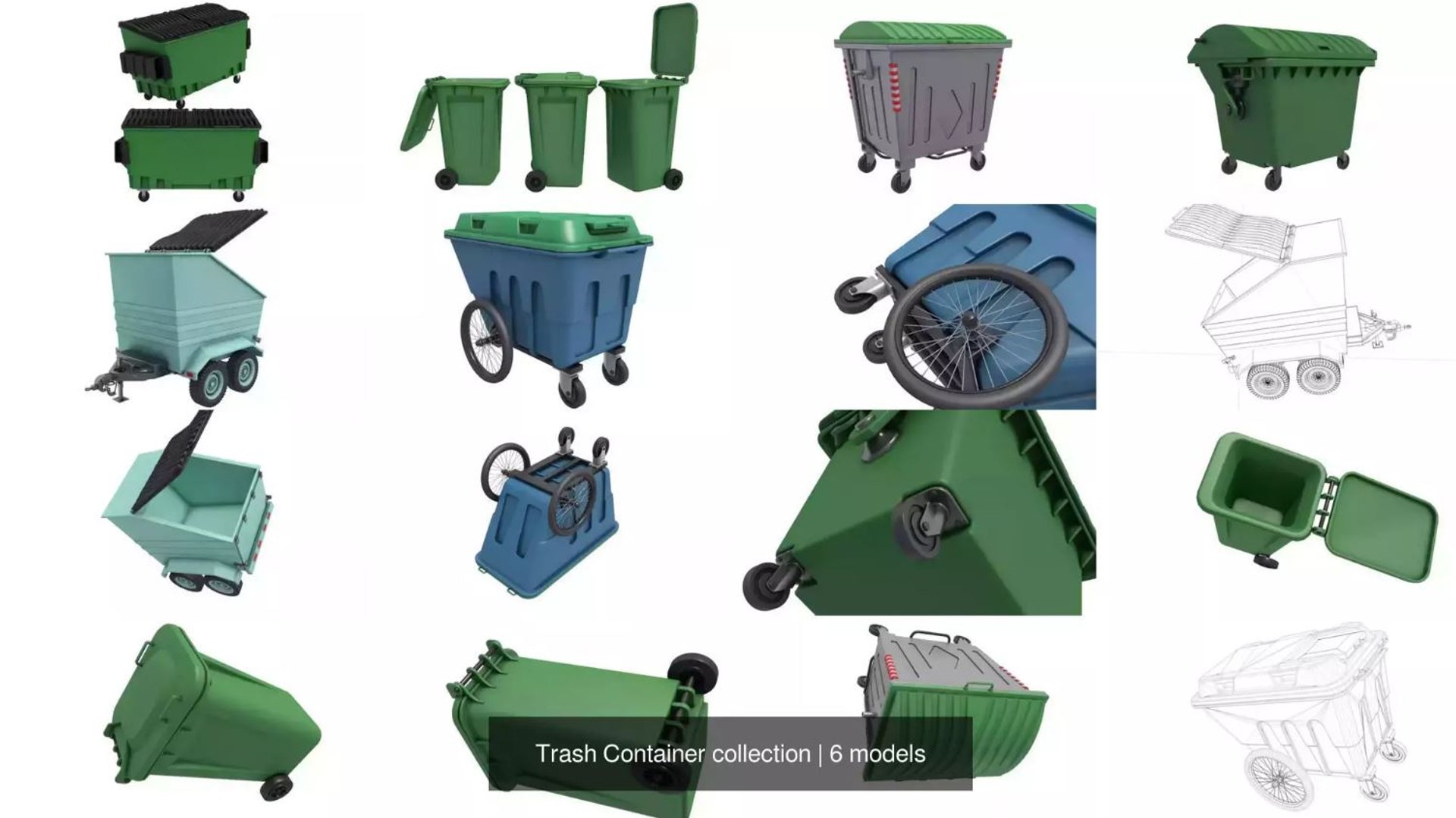3D Trash Container Collection Model - TurboSquid 2503921