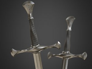 3D model sword long medieval