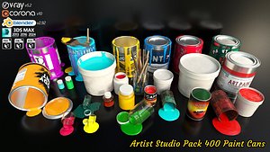 Artist Studio Pack 400 - Paint Cans 3D model