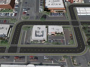 free obj model road street cities intersection
