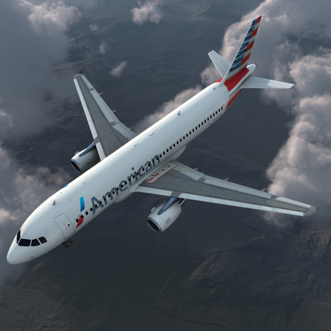 3d airbus a320 american airlines