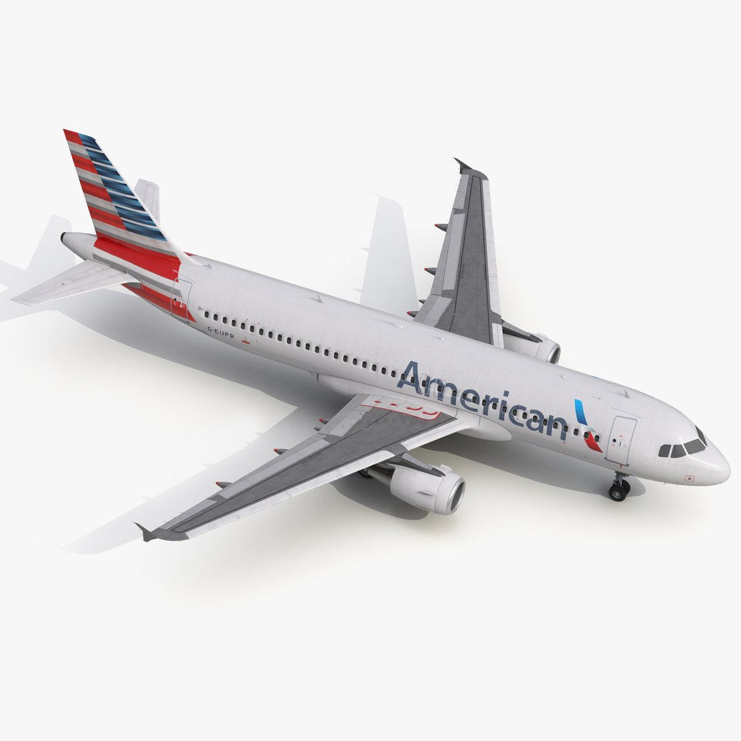 Airbus A320 American Airlines 3D model preview