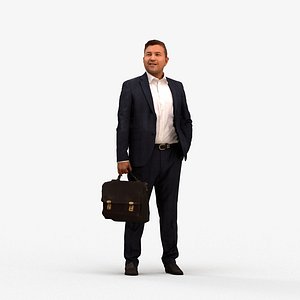 00573Omar006 - Adult Middle Eastern man waiting in office setting with bag