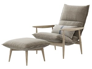 3D Tao Lounge Chair and Ottoman model