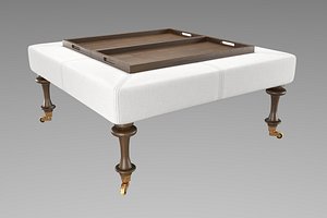 3d model Tristen Square Ottoman with Tray 3D model
