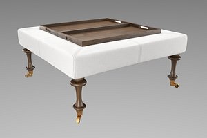 3d model Tristen Square Ottoman with Tray