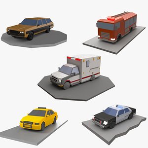 Collection Cars and Trucks LowPoly - LA model