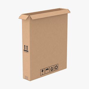Cardboard Box 50x10x60 Open 3D