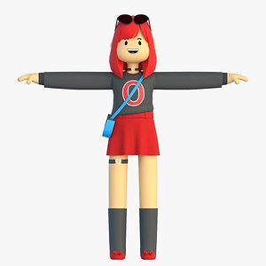 Minimal Cartoon Female Character 3D model